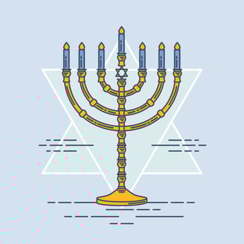 Outlined Menorah Vector