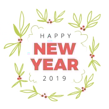 Cute Christmas Leaves With New Year Text vector