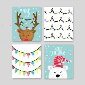 Cute Christmas Cards With Characters vector
