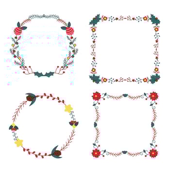 Cute Floral Christmas Frames And Bordes vector