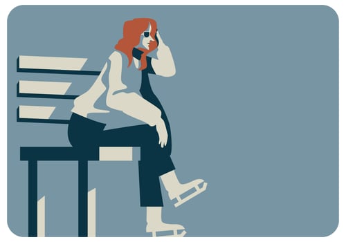 Woman Sitting With Skating Shoes Vector