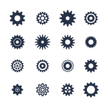 Cogs symbol set on white background, settings icon, illustration vector