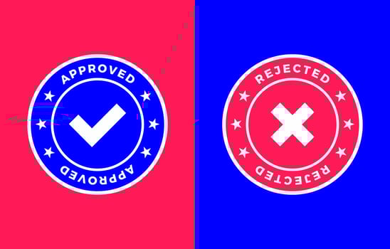 Approved and Rejected mark, Positive and negative label vector