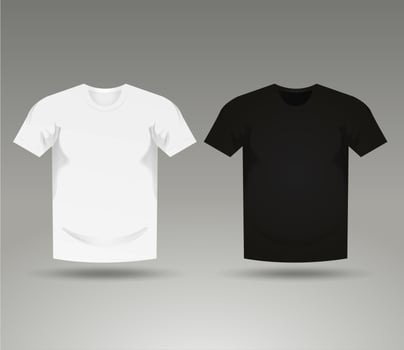 Mens Black And White Blank T-Shirt Templates vector