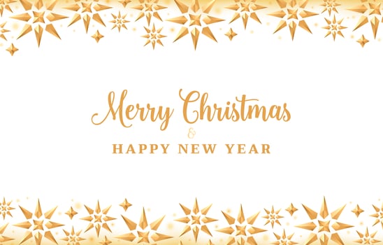 Christmas background with gold crystal stars, holiday design vector