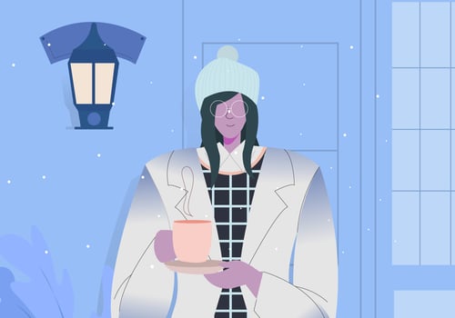 Modern Winter Outfit Woman Outdoor vector Illustration