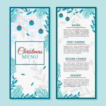 Christmas Dinner Menu Template Vector