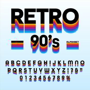Retro 90’s Stripes Alphabet vector