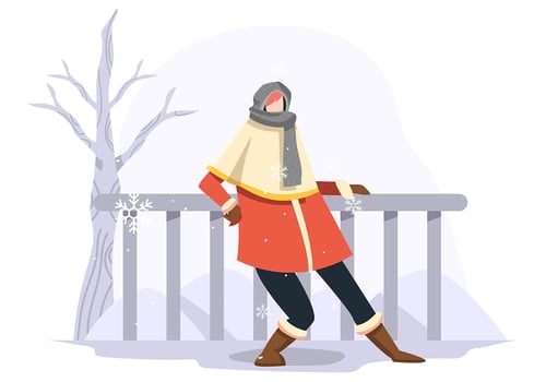Model Portrait in Winter Outdoors vector