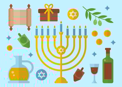 Menorah With Hannukah Element Vector