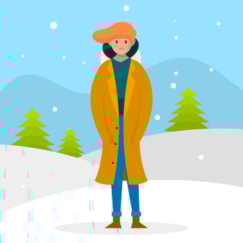 Flat Modern Male Model with coat Portrait in winter outdoors Vector Illustration