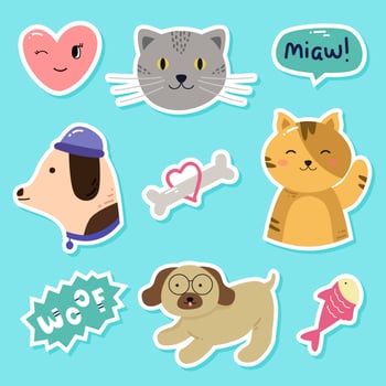 Cat and Dog Sticker Vector