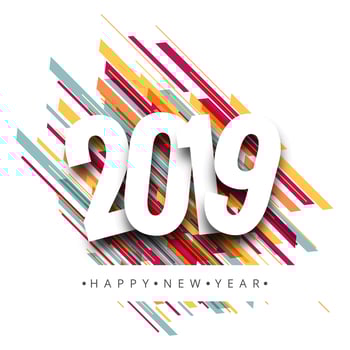 2019 Happy New Year text background vector