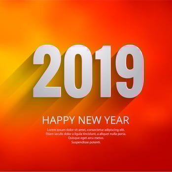 2019 Happy New Year text colorful shiny background vector