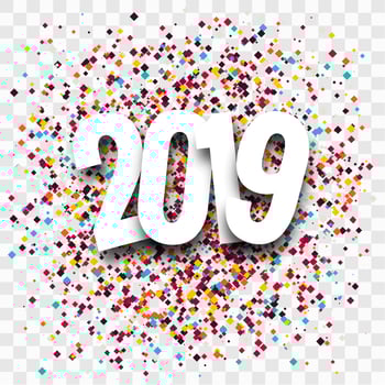 2019 Happy New Year text colorful shiny background vector