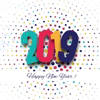 Happy New Year 2019 card celebration colorful background vector