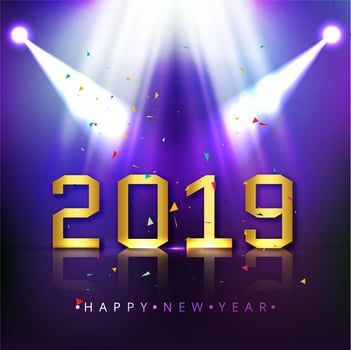 Elegant 2019 happy new year colorful card design vector