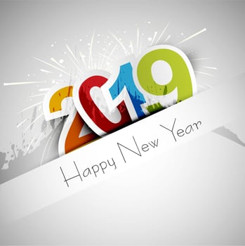 Elegant 2019 happy new year colorful card design vector