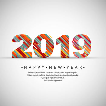 2019 Happy New Year text background vector