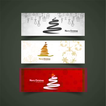 Merry Christmas header set template background illustration vector