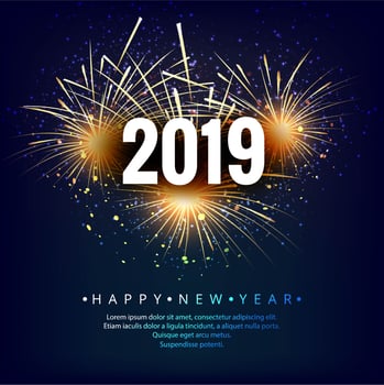 Happy New Year 2019 card celebration colorful background vector