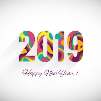 Happy New Year 2019 card celebration colorful background vector