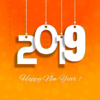 Elegant 2019 happy new year colorful card design vector