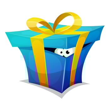 Birthday Gift Box With Fun Creature Inside vector