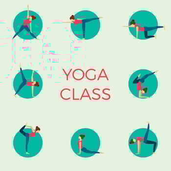 Flat Minimalist Yoga Class Pose Vector Illustration