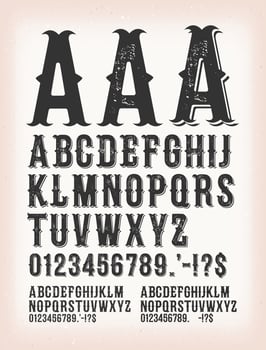 Vintage Classic Western And Tattoo ABC Font vector