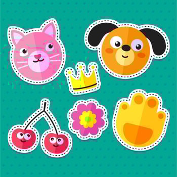 cat and dog stickers vector