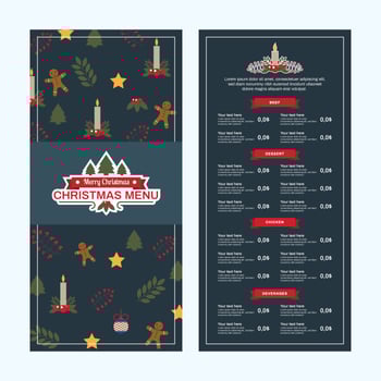 Christmas Dinner Menu Template vector