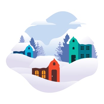 Winter Village Vector Illustration