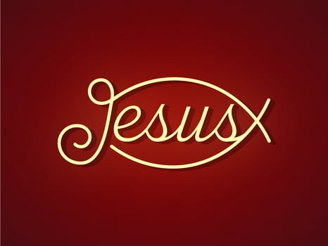 Jesus Hand Lettering In Neon Vector Design