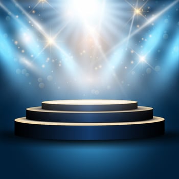 Podium under spotlights vector