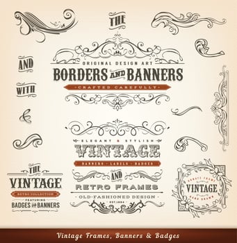 Vintage Calligraphic Frames, Banners And Badges vector