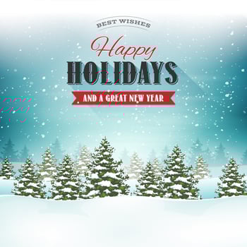 Merry Christmas Landscape Postcard vector