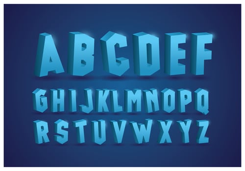 Icy Alphabets With Blue Background vector