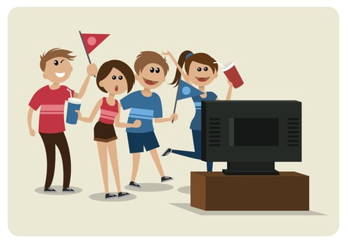 Group Watching Football On TV vector