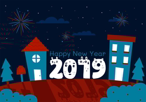 Happy New Year 2019 Vector Design