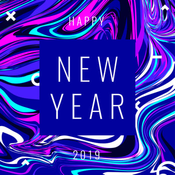 Happy New Year Instagram Post Marble Effect Background Fun vector