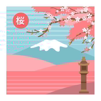 Cherry Blossom Flowers Tree Landscape vector
