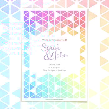 Wedding Invitation With Geometric Watercolor Frame Template vector