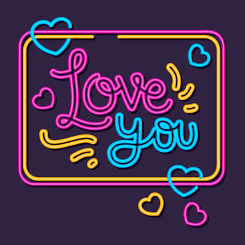 Valentine Neon Style Vector