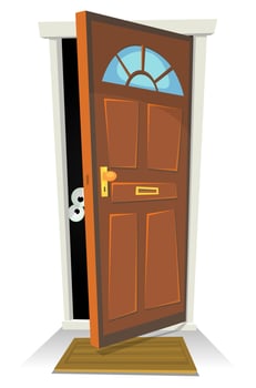 Something Or Someone Behind The Door vector