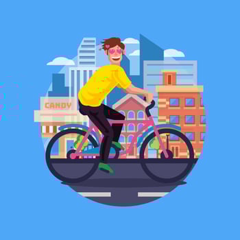 Falling in Love Guy Cycling in Town vector