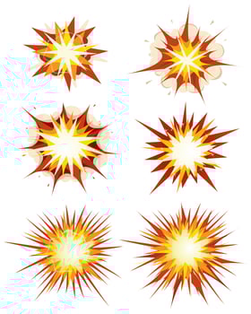 Comic Book Explosion, Bombs And Blast Set vector