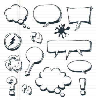 Arrows, Speech Bubbles And Doodle Elements Set vector