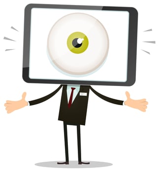 Big Brother Eye In Mobile Phone Head vector