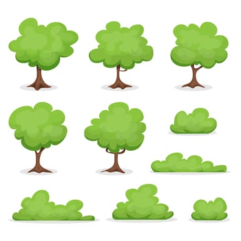 Trees, Hedges And Bush Set vector